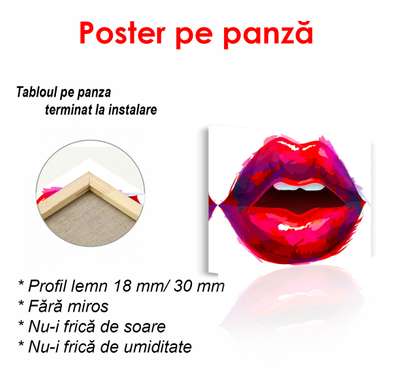 Постер - Розовые губы на белом фоне, 100 x 100 см, Постер в раме, Минимализм