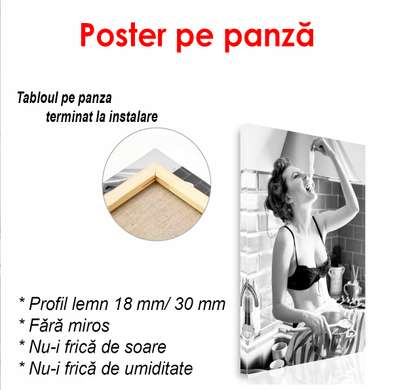 Poster - Model care mănâncă spaghete, 60 x 90 см, Poster înrămat, Persoane Celebre