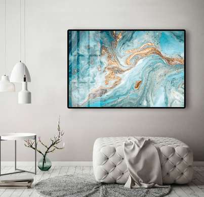 Постер - Морские волны, 90 x 60 см, Постер на Стекле в раме, Флюид Арт