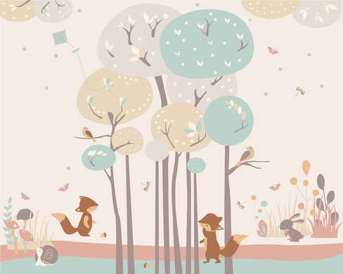 Wall mural for the nursery - Forest dwellers