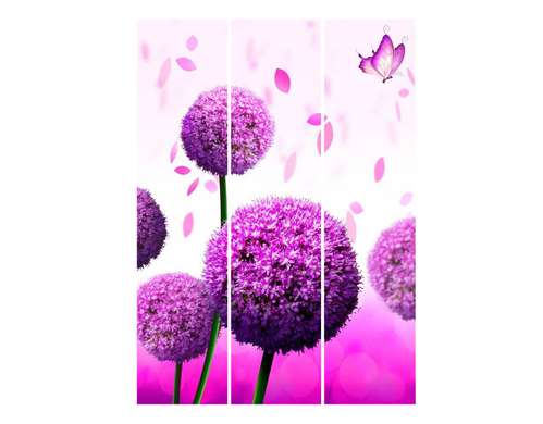 Paravan - Flori violet și fluturi pe fundalul unei câmpii cu flori, 7