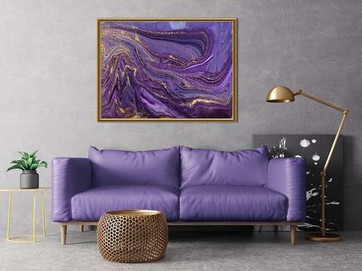 Картина в Раме - Фиолетовый флюид арт 3, 120 x 90 см