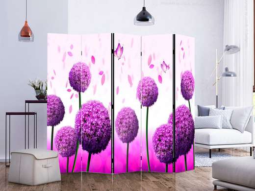 Screen - Purple flowers and butterflies on the background of a flower field, 7