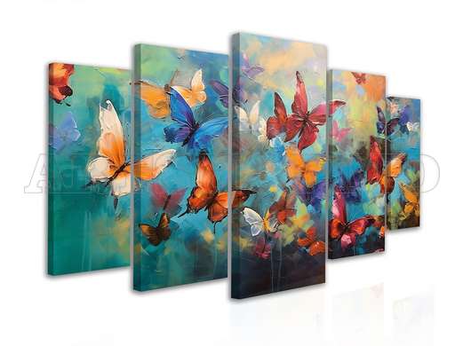 Modular picture, Multicolored butterflies, 108 х 60