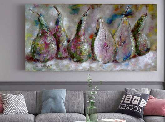 Poster - Pears, 90 x 45 см, Framed poster on glass