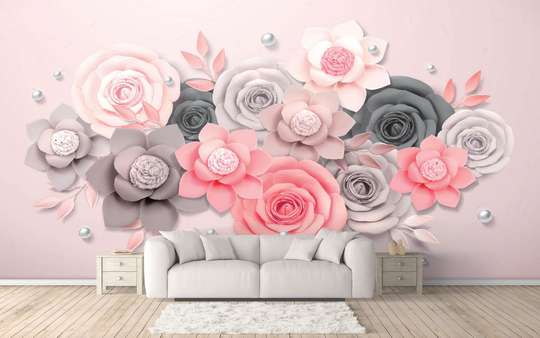 3D Wallpaper - Flower composition from paper.
