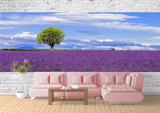 Wall Mural - Lavender field and oak