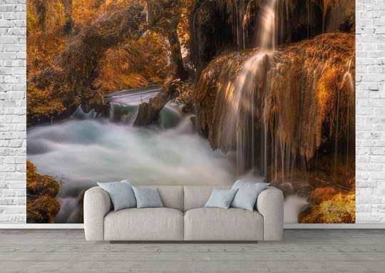 Wall Mural - Cascade in the autumn forest