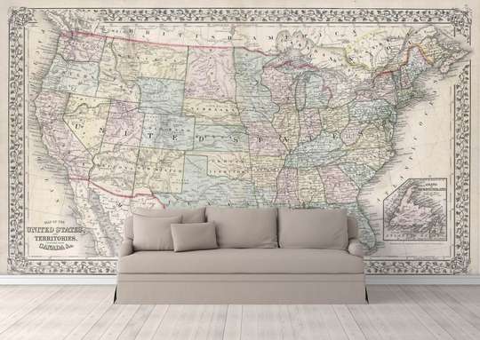 Wall Mural - Black and white map