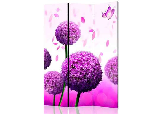 Paravan - Flori violet și fluturi pe fundalul unei câmpii cu flori, 7