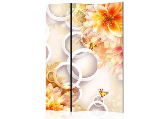 Screen - Orange flowers and butterflies on a background of white circles, 7
