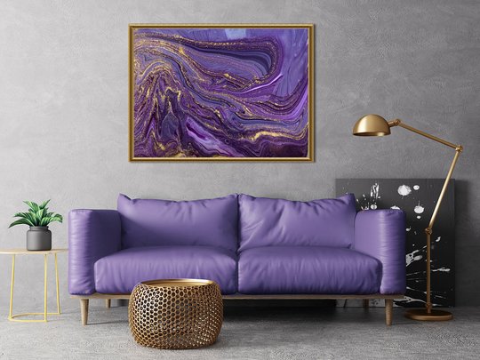 Tablou înramat, Arta fluidă purpurie 3, 75 x 50 см