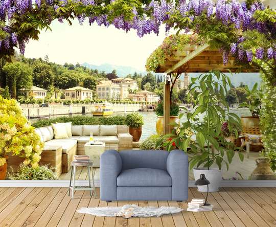 Wall Mural - Terrace by the river