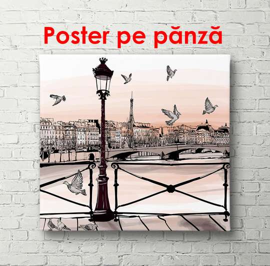 Постер - Вечерний город, 100 x 100 см, Постер в раме, Города и Карты