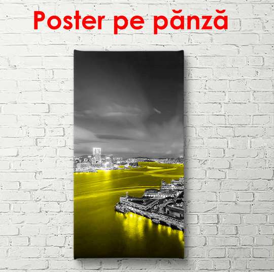 Poster - Oraș în noapte, 50 x 150 см, Poster înrămat