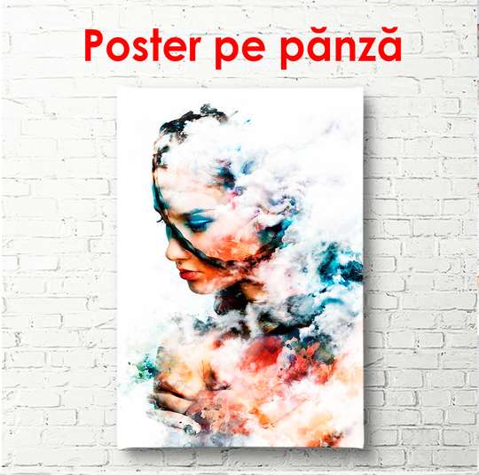 Постер - Девушка в облаках, 60 x 90 см, Постер в раме