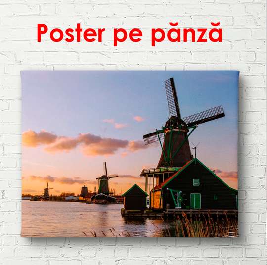Poster - Mill near the lake, 90 x 60 см, Framed poster