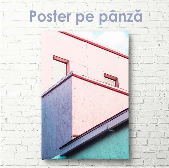 Poster - Casă roz, 30 x 45 см, Panza pe cadru