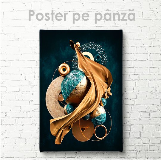 Poster, Cercuri și sfere abstracte, 30 x 45 см, Panza pe cadru