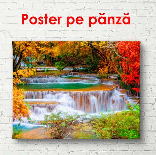 Постер - Красивый пейзаж с водопадом, 90 x 60 см, Постер в раме