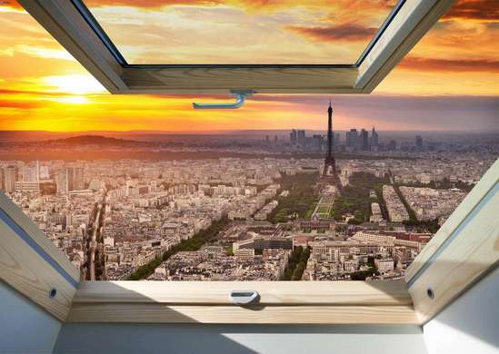 Wall Mural - Window with a view of the Eiffel Tower