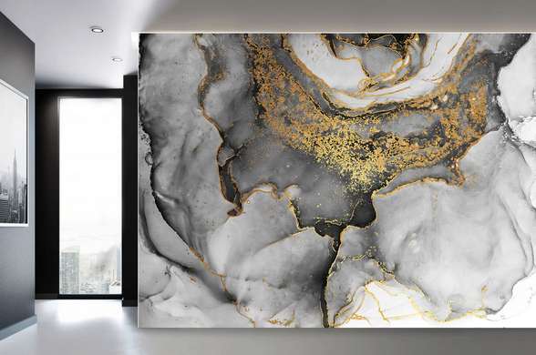 Wall Mural - Gray shades with golden elements