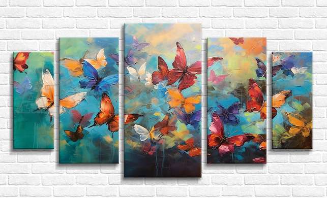 Modular picture, Multicolored butterflies, 108 х 60