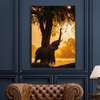 Poster - The elephant on the background of the sunset, 60 x 90 см, Framed poster on glass, Animals