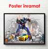 Poster - Transformerul albastru într-un oraș, 90 x 60 см, Poster înrămat, Pentru Copii