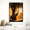 Poster - The elephant on the background of the sunset, 60 x 90 см, Framed poster on glass, Animals