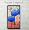 Poster - Fancy blue flowers, 50 x 150 см, Framed poster on glass, Nature