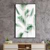 Poster - Frunze verzi de palmieri în ceață, 45 x 90 см, Poster inramat pe sticla