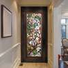 Window Privacy Film, Decorative stained glass window with magnolia flowers, 60 x 90cm, Transparent, Window Film