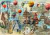 Wall mural - Vintage world map with colorful balloons