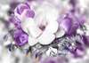 Fototapet - Flori violet și albe pe un diamant