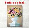 Постер - Ваза с цветами на светлом фоне, 60 x 90 см, Постер в раме, Натюрморт