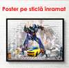 Poster - Transformerul albastru într-un oraș, 90 x 60 см, Poster înrămat, Pentru Copii