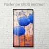 Poster - Flori albastre neobișnuite, 50 x 150 см, Poster inramat pe sticla
