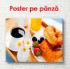 Poster - Cafea cu croissant, 90 x 60 см, Poster înrămat, Alimente și Băuturi