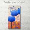 Постер - Необычные синие цветы, 50 x 150 см, Постер на Стекле в раме, Природа