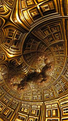 Fototapet - Modelul abstract de aur sub formă de spirală din clădiri