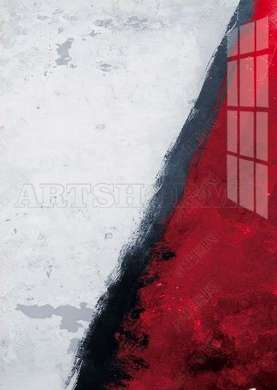 Poster - Abstracție albă-Burgundie, 30 x 45 см, Panza pe cadru, Abstracție