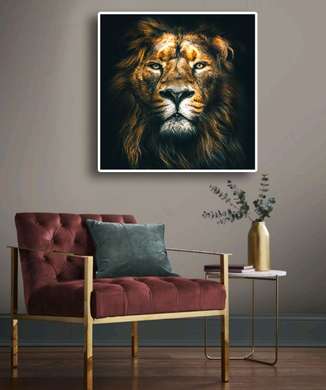 Poster, Lion gaze, 40 x 40 см, Canvas on frame