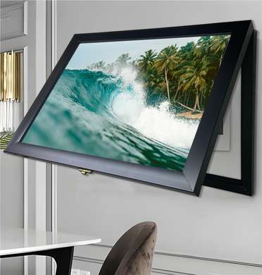 Multifunctional Wall Art - Tropical Wave, 30x40cm, White Frame