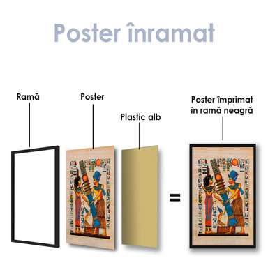 Poster - Egyptian drawing, 45 x 90 см, Framed poster on glass