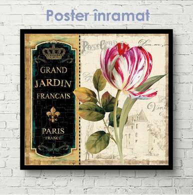 Poster - Vintage art, 100 x 100 см, Framed poster on glass, Provence