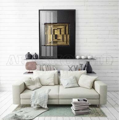 Poster - Metallic With golden details abstraction, 30 x 45 см, Canvas on frame, Abstract