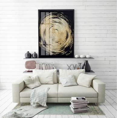 Poster - Cerc auriu abstract, 60 x 90 см, Poster inramat pe sticla