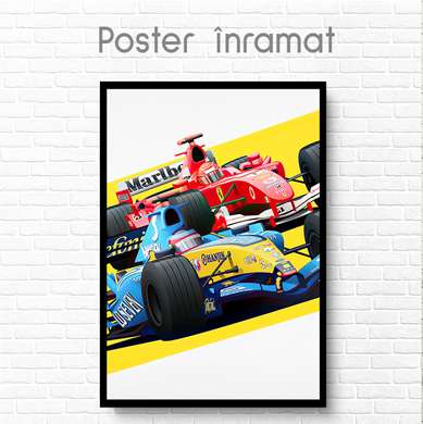 Poster - Formula 1 albastră și roșie, 30 x 45 см, Panza pe cadru