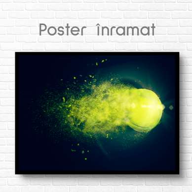Poster - Tennis ball, 90 x 60 см, Framed poster on glass